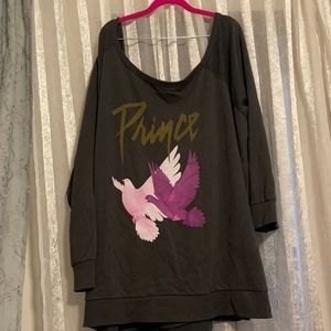 Torrid size 5 off shoulder Prince sweatshirt dark gray